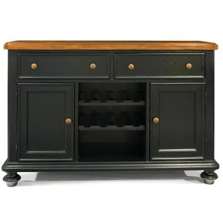 2 Drawer Dining Credenza with Wine Rack